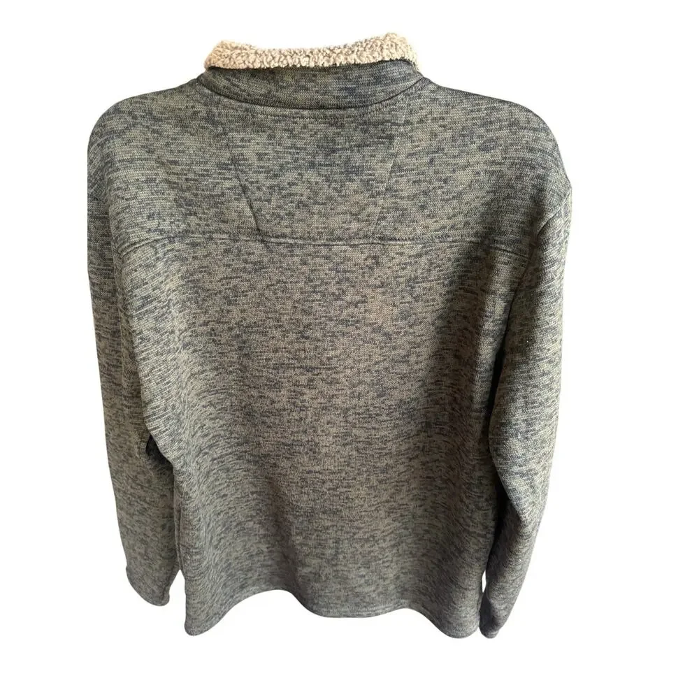 American Threads Men’s M Sherpa Collar Pullover Olive Green Long Sleeve Top